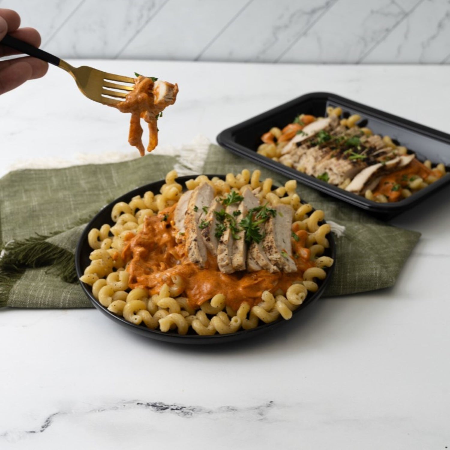 Chicken Paprikash on Cavatappi