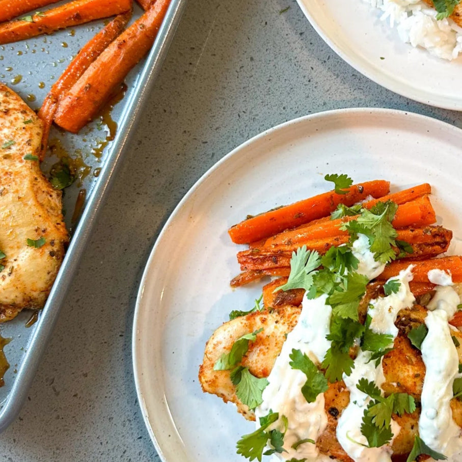 Chicken & Honey Almond Carrots