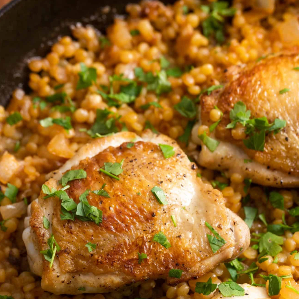 Chicken Thighs With Spiced Couscous and Carrots