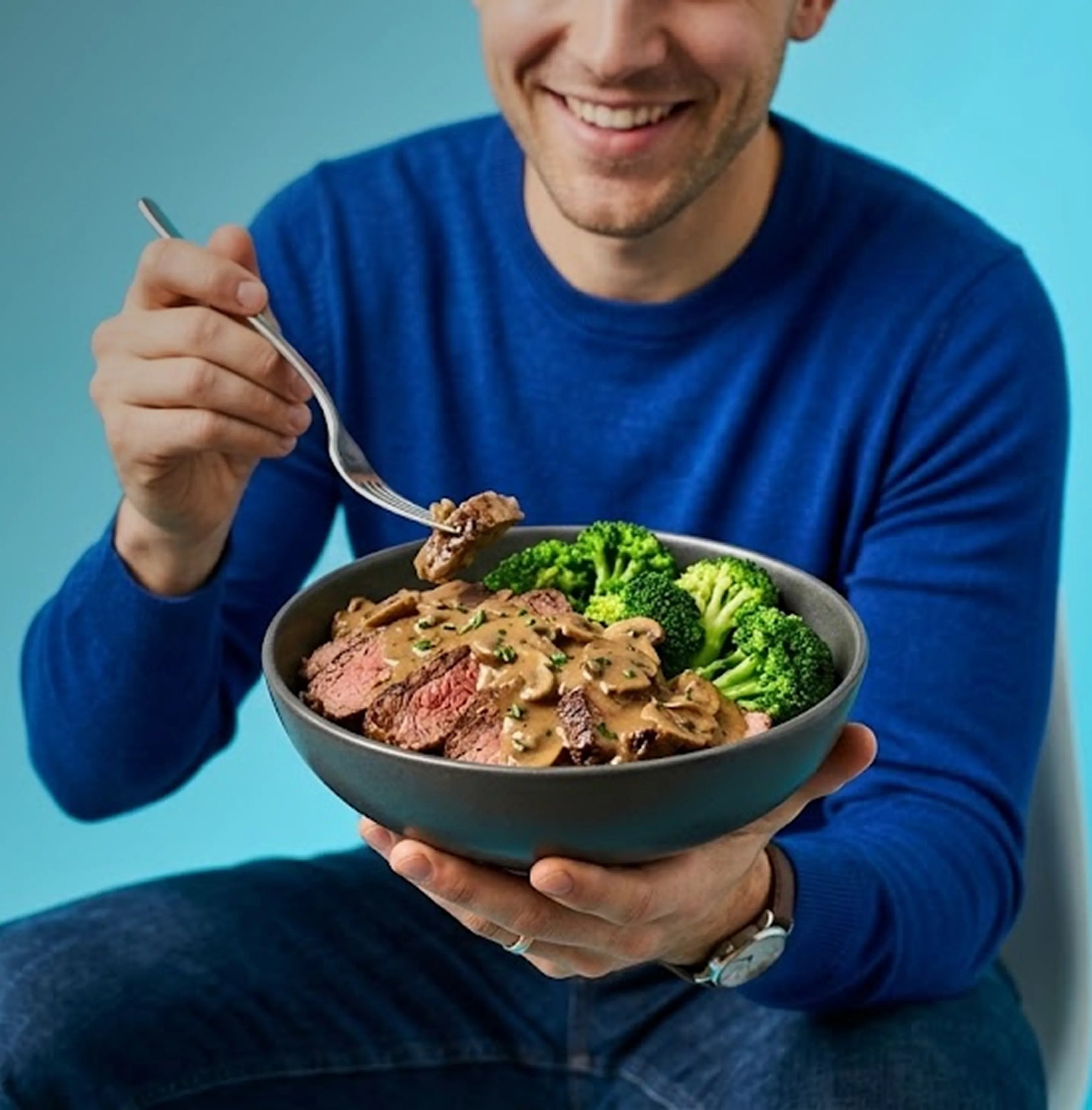 Man eating a FlexPro meal