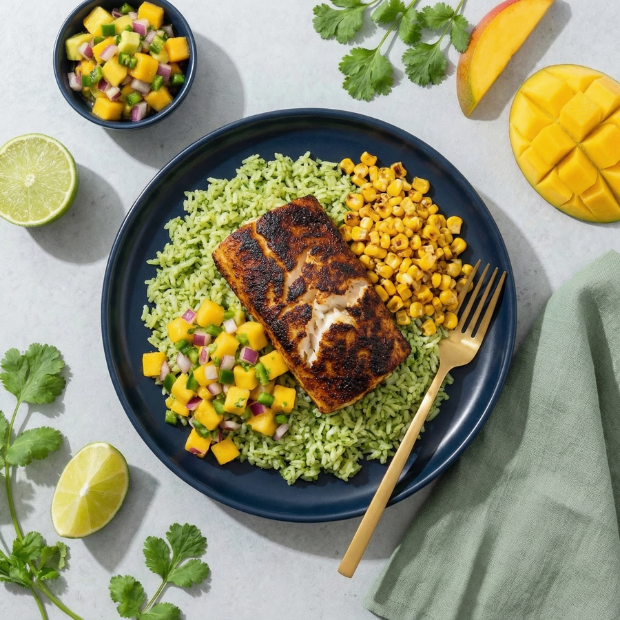 Blackened Cod & Cilantro Lime Rice